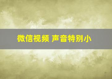 微信视频 声音特别小